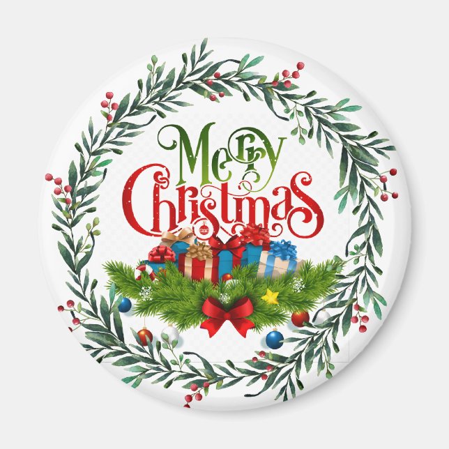 Merry Christmas, festive holiday design, Magnet (Front)