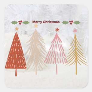 Merry Christmas, festive holiday design, Square Sticker