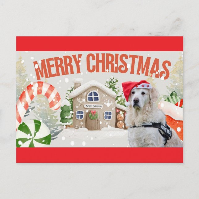 Merry Christmas Festive Holiday Dog Postcard (Front)
