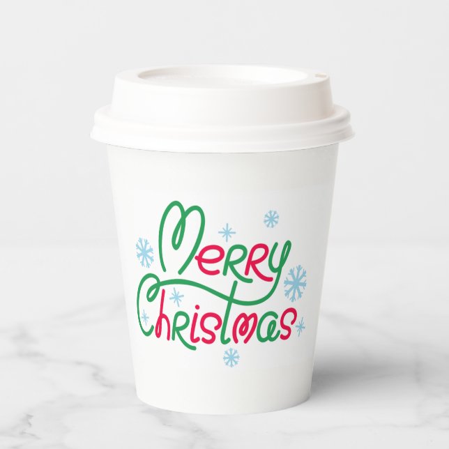 Merry Christmas Festive Holiday Gift Design Paper Cups (Front)