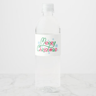 Merry Christmas Festive Holiday Gift Design Water Bottle Label