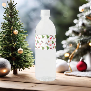 Merry Christmas Festive Holiday Gift Design Water Bottle Label