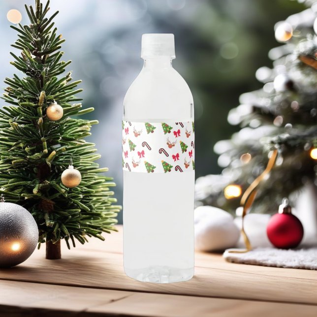 Merry Christmas Festive Holiday Gift Design        Water Bottle Label (Creator Uploaded)