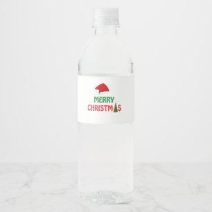 Merry Christmas Festive Holiday Gift Design        Water Bottle Label