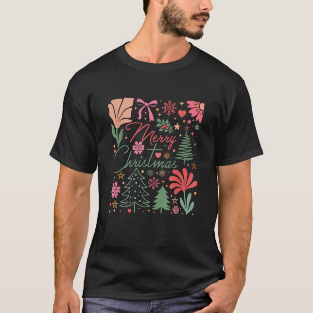 Merry Christmas Festive Holiday Joy Greeting  T-Shirt (Front)