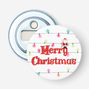 Merry Christmas Festive Holiday Lights with Santa Bottle Opener