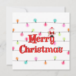 Merry Christmas Festive Holiday Lights with Santa Card