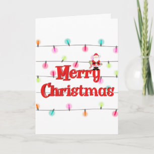 Merry Christmas Festive Holiday Lights with Santa Card