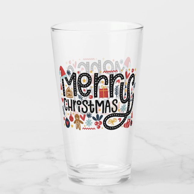 Merry Christmas Festive Holiday Pint Glass (Back)