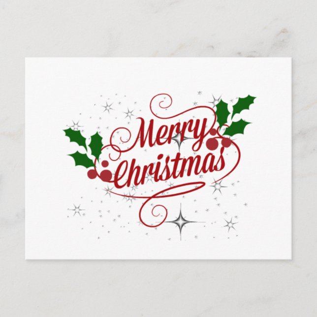 Merry Christmas, festive holiday script Postcard (Front)