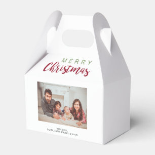 Merry Christmas Festive Lettering Family Photo  Favour Box