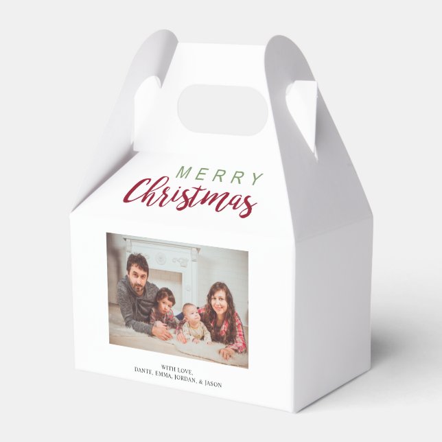 Merry Christmas Festive Lettering Family Photo  Favour Box (Front Side)