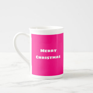 Merry Christmas Festive Love, Warmth Deep Pink  Bone China Mug