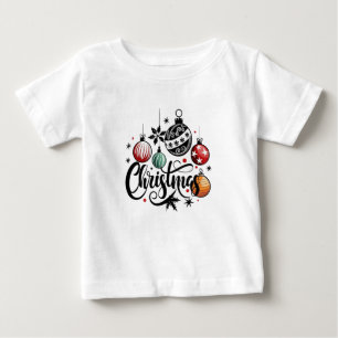 Merry Christmas Festive Ornaments Design Baby T-Shirt