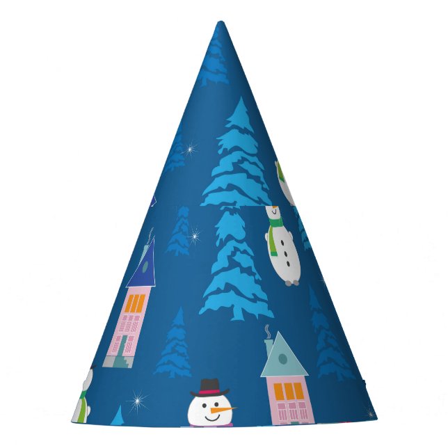 Merry Christmas Festive Pattern Design Party Hat (Front)