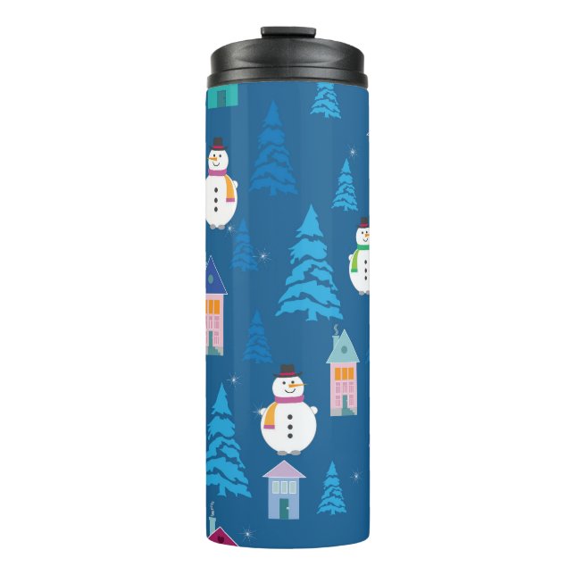 Merry Christmas Festive Pattern Design Thermal Tumbler (Front)