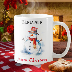 Merry Christmas Festive Personalised Snowman Coffee Mug
