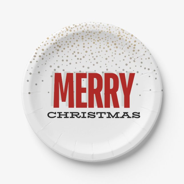 Merry Christmas Festive Plates Silver Gold Details (Front)