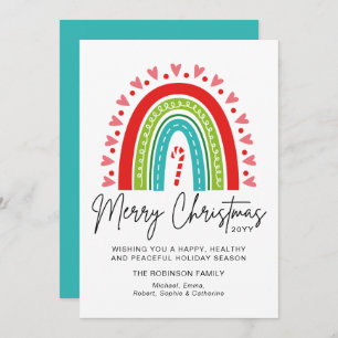Merry Christmas Festive Rainbow Candy Cane Heart