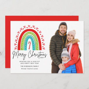 Merry Christmas Festive Rainbow Candy Cane Photo