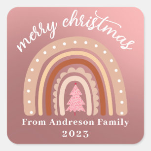 Merry Christmas Festive Rainbow christmas tree Square Sticker