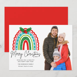 Merry Christmas Festive Rainbow Holly Photo