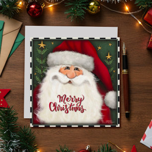 Merry Christmas Festive Red Santa Holiday Card