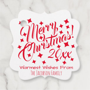 Merry Christmas Festive Red & White Holiday Favour Tags