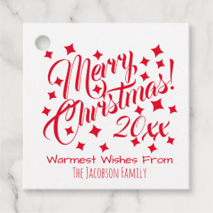 Merry Christmas Festive Red & White Holiday Favour Tags