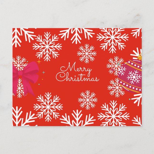 Merry Christmas Festive Snowflakes and Ornaments  Postcard (Front)