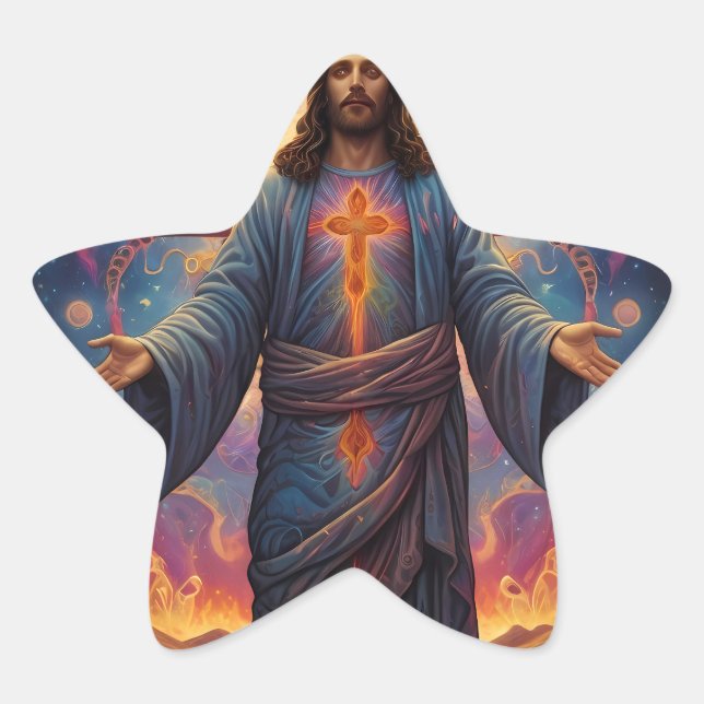 Merry Christmas Festive  Star Sticker (Front)