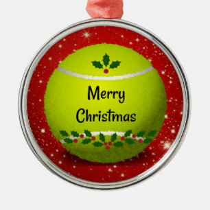 Merry Christmas, festive tennis design, Metal Tree Decoration