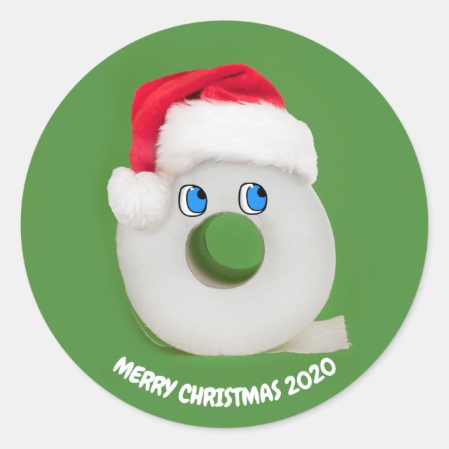 Merry Christmas Festive Toilet Paper 2020 Classic Round Sticker (Front)