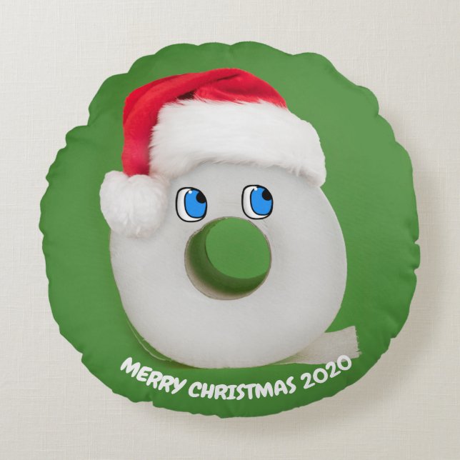 Merry Christmas Festive Toilet Paper 2020 Round Cushion (Front)