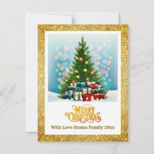 Merry Christmas Festive Tree & Gifts Holiday Card