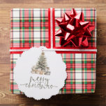 Merry Christmas Festive Tree Sage Script  Tree Decoration Card<br><div class="desc">Merry Christmas Festive Tree Sage Script  Merry Christmas is in an elegant set script in sage and the rest of the text on the back you can easily personalise. You can choose any colours for text and background via the customise further option.</div>