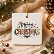 Merry Christmas Festive Typography Ceramic