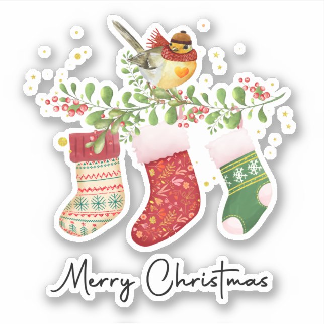 Merry Christmas Festive Winter Holiday Stockings (Front)