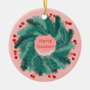Merry Christmas festive wreath Ornament