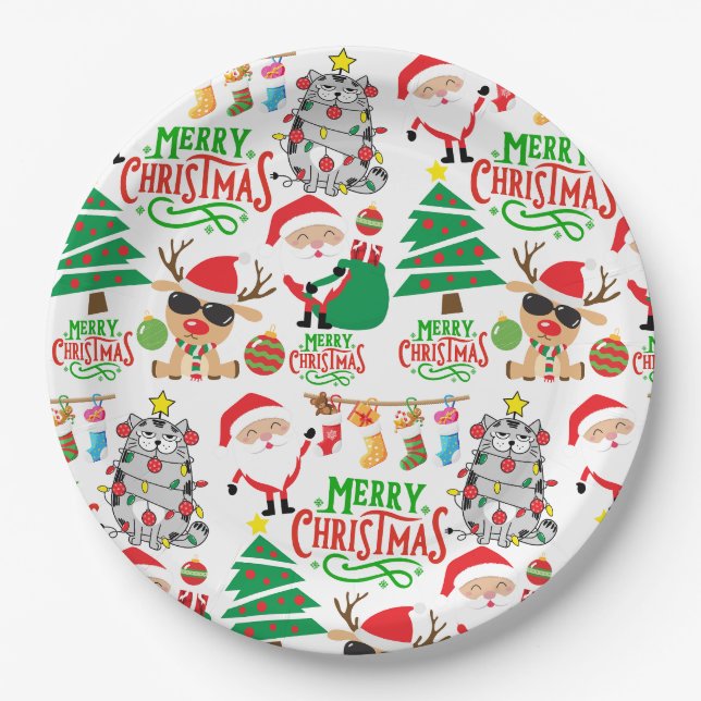 Merry Christmas Festivity Paper Plate (Front)
