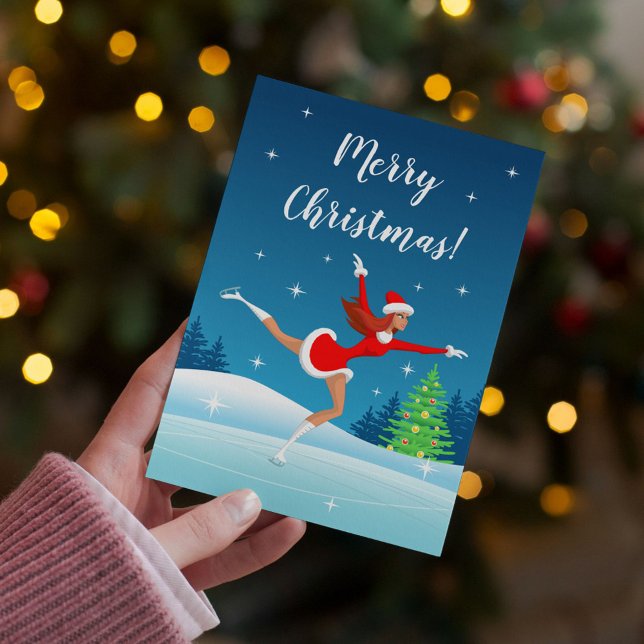 Merry Christmas Figure Skating Girl Holiday Card (Creator Uploaded)