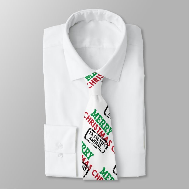 Merry Christmas Filthy Animal - GraphicLoveShop Tie (Tied)