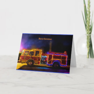 Merry Christmas Fire Engine Holiday Card