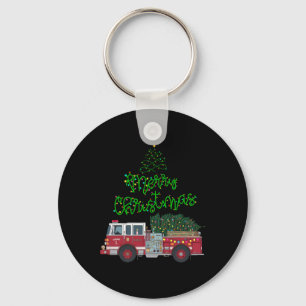 Merry Christmas Firetruck Xmas Tree Lights Boys To Key Ring
