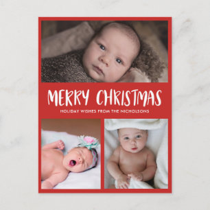 Merry Christmas First Baby Christmas Photo Red Holiday Postcard
