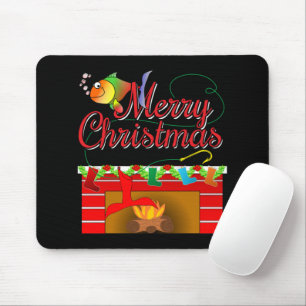 Merry Christmas Fishermen Stocking Mouse Mat