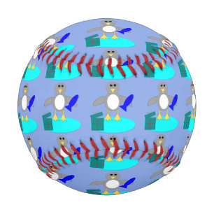 Merry Christmas Fishing Penguin Baseball