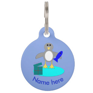 Merry Christmas Fishing Penguin Custom Dog Tag