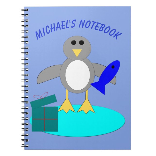 Merry Christmas Fishing Penguin Custom Notebook (Front)