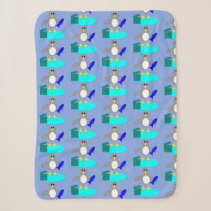 Merry Christmas Fishing Penguin Custom Sherpa Blanket